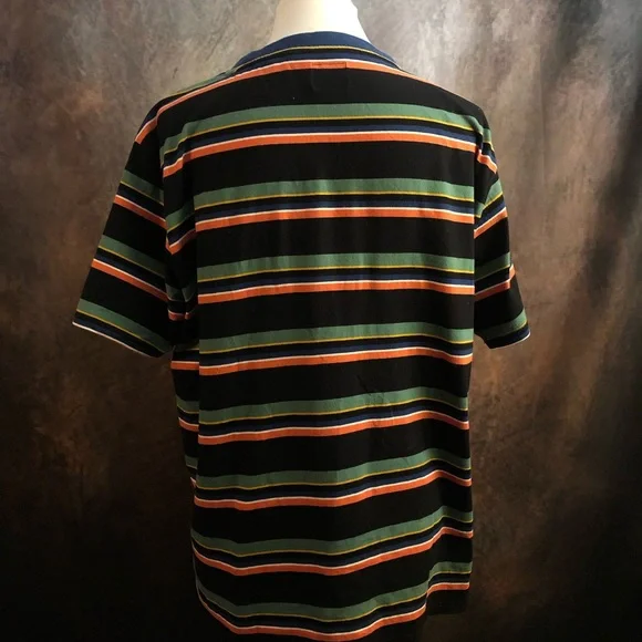 GUESS Black Tee with Green and Orange Stripe Pattern - Picture 4 of 5